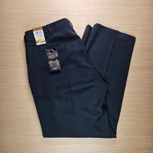 Haggar Smart Fiber Dress Pants Classic Fit Two Tone Herringbone‎ Blue 38x32 NEW